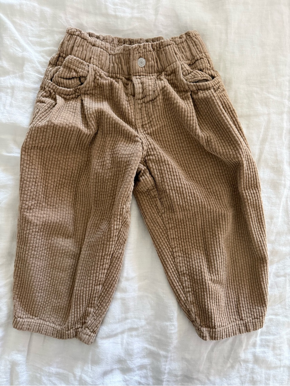 Zara Kids Corduroy Elastic Waist Brown Pants